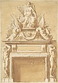 Design for a Mantlepiece, Christian Gottlob Mietzsch  German, Pen and brown ink, brush and light brown wash over traces of black chalk.