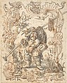 Caricatures of a Fish and a Bird Peddler in Ornamental Frames, Johann Esaias Nilson (German, Augsburg 1721–1788 Augsburg), Pen and brown ink with gray and reddish wash