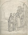 Christ and the Pilgrims of Emmaus, (Johann Heinrich) Ferdinand Olivier  German, Graphite, partly wiped