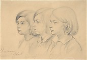 The Artist's Children: Friedrich, Emil, and Ernst, Friedrich Preller the Elder German, Graphite