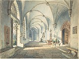 Cloisters in a Nunnery, Simon Quaglio  German, Watercolor