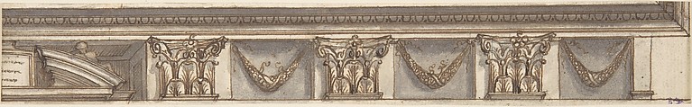 Design for a Cornice, Anonymous, Italian, 19th century  Italian, Pen and ink and wash