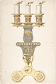 Design for a Candelabra, Anonymous, Italian, 19th century  Italian, Pen and ink and wash