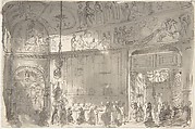 Interior of a Chapel, Anonymous, Italian, 19th century  Italian, Pen and black ink and gray wash over traces of black chalk
