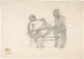 Caricature of Two Soldiers, Anonymous, Italian, 19th century, Pen and ink over pencil; verso blackened with pencil for transfer