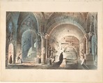 Design for a Stage Set: Crypt Scene, Anonymous, Italian, 19th century Italian, Watercolor