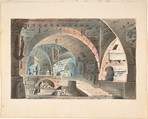 Crypt with a Kneeling Mourner, Anonymous, Italian, 19th century  Italian, Watercolor