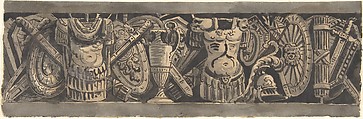 Design for a Frieze with Roman Trophies, Anonymous, Italian, 19th century  Italian, Black ink and wash