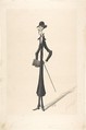 Caricature of a Tall Thin Man Carrying a Book, Anonymous, Italian, 19th century  Italian, Watercolor