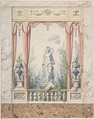 Design for an Interior with a Window into a Garden, Anonymous, Italian, early 19th century  Italian, Watercolor