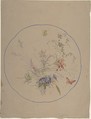 Design of Flower Sprays and Butterflies, Anonymous, Italian, 19th century Italian, Watercolor