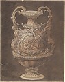 Design for an Urn with Four Putti in Central Cartouche, Anonymous, Italian, early 19th century  Italian, Pen and ink with brown and reddish wash
