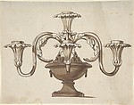Design for a Candelabra, Anonymous, Italian, early 19th century  Italian, Pen, ink, and wash