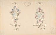 One of Twenty-Three Sheets of Drawings of Glassware (Mirrors, Chandeliers, Goblets, etc.), Compagnia di Venezia e Murano  Italian, Tissue, with pencil, pen and ink, and watercolor