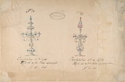 One of Twenty-Three Sheets of Drawings of Glassware (Mirrors, Chandeliers, Goblets, etc.), Compagnia di Venezia e Murano  Italian, Tissue, with graphite, pen and ink, and watercolor