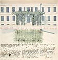 Elevation and Plan of the Façade of a Building, Karl Friedrich Schinkel  German, Pen and black ink and watercolor over graphite