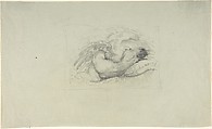 Reclining Woman, Paul Scheurich American German, Graphite and light blue paper.