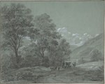 Landscape near Ruhpolding, Cantius Dillis (German, Gruengiebing 1779–1856 Munich), Black chalk, graphite, heightened with white bodycolor; framing lines in pen and black ink