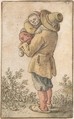 Peasant with Child, Herman Saftleven II  Dutch, Black chalk and watercolor