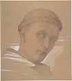 Study of the Head of St. Augustine, for the painting of the Madonna and Child with Saint Augustine and Bonifacius (1846), Eduard Jakob von Steinle  Austrian, Graphite, pink wash, and white bodycolor