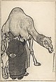 Three Men and a Camel, Willy Stieborsky Austrian, Charcoal, brush and black ink, white heightening.