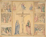 Christ on the Cross with Six Scenes from the Life of Christ, Eduard Jakob von Steinle  Austrian, Graphite and watercolor