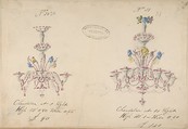 One of Twenty-Three Sheets of Drawings of Glassware (Mirrors, Chandeliers, Goblets, etc.), Compagnia di Venezia e Murano  Italian, Tissue, with pencil, pen and ink, and watercolor