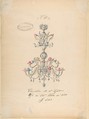 One of Twenty-Three Sheets of Drawings of Glassware (Mirrors, Chandeliers, Goblets, etc.), Compagnia di Venezia e Murano  Italian, Tissue, with pencil, pen and ink, and watercolor