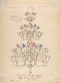 One of Twenty-Three Sheets of Drawings of Glassware (Mirrors, Chandeliers, Goblets, etc.), Compagnia di Venezia e Murano  Italian, Tissue, with pencil, pen and ink, and watercolor