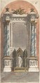 Design for an Altar with a Statue of the Virgin and Child., Anonymous, Italian, 19th century  Italian, Pen and brown ink, watercolor, over graphite with some ruled and compass construction