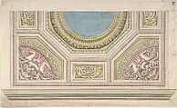 Design for a Decorated Ceiling, Anonymous, Italian, 19th century Italian, Pen and watercolor