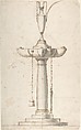 Lamp with Four Wicks, Anonymous, Italian, 19th century Italian, Pen and ink and wash