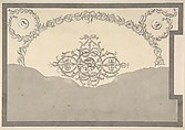 Design for Ceiling, either for 13 Berners Street, Westminster, London, or Whitton Park, Middlesex, Sir William Chambers  British, born Sweden, Pen and brown ink, brush and wash