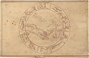 Drawings of the Zodiac, Anonymous, Netherlandish, 16th century, Pen and brown ink, brush and brown and purple wash.  Framing lines in purple and red inks.