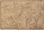 Drawings of the Zodiac, Anonymous, Netherlandish, 16th century, Pen and brown ink, brush and brown and purple wash.  Framing lines in purple and red inks.