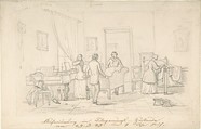 Interior Scene, Anonymous, German, 19th century  German, Graphite