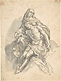Pietà, Anonymous, German, 17th century (?) German, Pen and brown ink, brush and gray wash over black chalk. Laid down