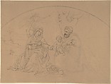 Rest During the Flight into Egypt, Philipp Veit  German, Pencil overworked with gray feathering, on light brown wove paper