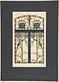 Design for Stained Glass Window, Reinhold Vetter  German, Brush and black ink, watercolor. Laid down on black paper mount.