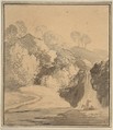 Cascade, Johann Georg Wagner German, Black chalk and sepia