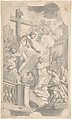 Christ Appearing to St. Bernard, Johann Georg Wolcker German, Pen and brown ink, brush and gray wash over black chalk