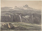 Foggy Landscape in the Apennine; verso: Sketch of Landscape, Carl Wagner (German, Rossdorf 1796–1867 Meiningen), Watercolor, over graphite; verso: graphite