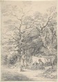 Landscape with cattle and figures; sketch for the Rustic Courtship, Gainsborough Dupont (British, Sudbury, Suffolk 1754–1797 London), Graphite