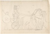 Composition from the Tragedies of Aeschylus, plate 17 (recto); Goddess Statue from the Suppliants, plate 7 (verso), After John Flaxman (British, York 1755–1826 London), Graphite