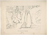 Dante and Virgil in the Suicidal Wood (Inferno, Canto 13, verses 22-23), John Flaxman  British, Reed pen and black ink over graphite