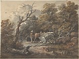 Woodland Scene with a Peasant, a Horse, and a Cart, Thomas Gainsborough British, Watercolor, gouache (bodycolor), gray wash and black chalk