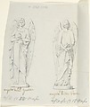 Sketches of two statues: Angel of War and Angel of Peace, John Gibson  British, born Wales, Graphite, with inscriptions in pen and brown ink