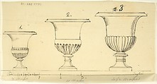 Sketch of Three Vases, John Gibson  British, born Wales, Pen and black ink on tracing paper