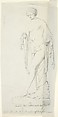Sketch of a statue: Venus Entering the Bath, John Gibson  British, born Wales, Graphite, with inscriptions in pen and brown ink