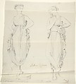 Sketch of two statues: Ballerinas by Canova, John Gibson British, born Wales, Graphite, with inscriptions in pen and brown ink